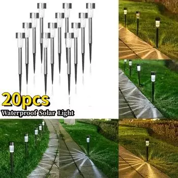 20 шт., солнечный садовый светильник, уличный водонепроницаемый светильник на солнечной энергии, освещение для дорожки/патио/двора/лужайки/украшения дорожки white light-3pcs