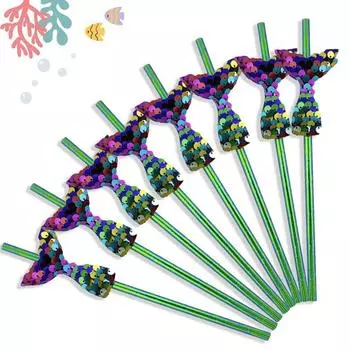 20 шт., соломинки для вечерние, бумажные, экологически чистые, безопасные соломинки для тематических вечеринок с русалкой, аксессуары 20PCS фиолетовый
