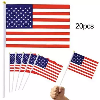 20 шт., США, США, мини-флаги, устойчивые к выцветанию, ручные маленькие миниатюрные американские флаги, аксессуары для вечеринок