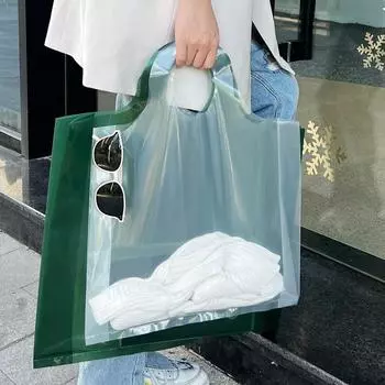 20 шт. Сумка-тоут для покупок, черно-зеленая, подарочная упаковка, черные косметички, переносная сумка 30x39 см