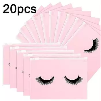 20 шт. сумки для ухода за ресницами многоразовые инструменты для макияжа дорожный пластиковый чехол для хранения наращивания ресниц розовый