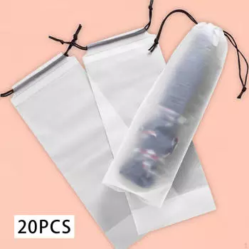 20 шт. Сумки для зонтов, чехлы для зонтов, портативная влажная многоразовая водонепроницаемая полупрозрачная сумка для хранения