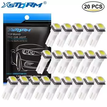 20 шт. светодиодный светильник для салона автомобиля T5 1 SMD 5050, клиновидные светодиоды для приборной панели t5, автомобильные лампочки, красный, синий, зеленый, синий, белый, авто 12 В зелёный