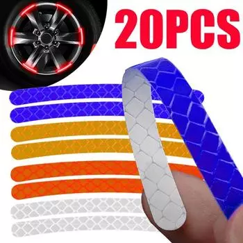 20 шт. светоотражающие наклейки на ступицу колеса автомобиля, мотоцикла, велосипеда, ночного вождения, светящаяся автомобильная наклейка, декоративная полоса для автомобиля