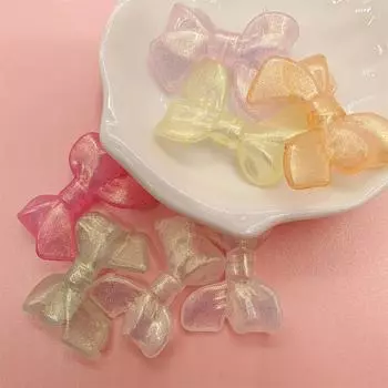 20 шт. светящиеся акриловые ювелирные аксессуары, посыпанные золотым бантом, бусины, ожерелье, аксессуары, порошок зеленого лука, модные серьги ручной работы «сделай сам», розовый