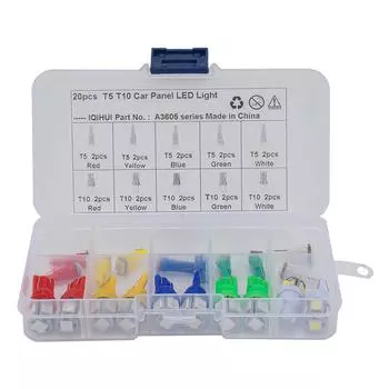20 шт. T5 T10 светодиодные лампы автомобильные приборные панели клиновые лампы автоматические приборные панели индикаторные лампы автоматические датчики кластера предупреждающие лампы CHINA