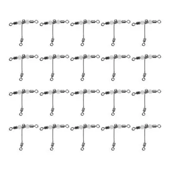 20 шт. Т-образный светящийся рыболовный вертлюг с 3-сторонним разъемом, вертлюг с перекрестной леской и бусинами 4x5 # 4*5