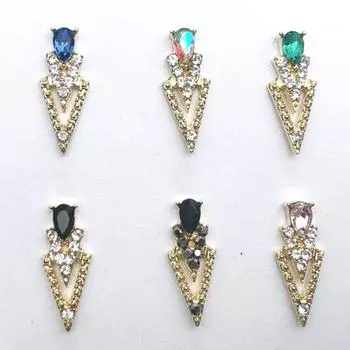 20 шт., трехмерные стразы для ногтей, сияющие, выдолбленные, непадающие, самодельные, сплав, V-образная капля, искусственный бриллиант, декор для ногтей, принадлежности для ногтей V