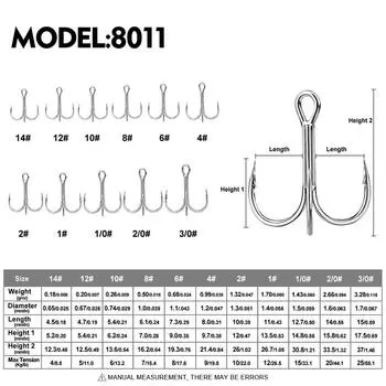 20 шт. тройных крючков из высокоуглеродистой стали - супер острые, прочные, размер 1#-14#, тройная бородка, рыболовная приманка - крючок для джиггинга