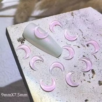 20 шт., украшения для дизайна ногтей в форме полумесяца, смола, прозрачные драгоценные камни, стразы, аксессуары для ногтей, 3D детали для маникюра «сделай сам», подвески LXY розовый