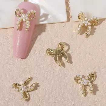 20 шт. украшения для ногтей, блестящий визуальный эффект, уникальный очаровательный сплав, отличный орнамент с бантом, маникюрные аксессуары для ногтей для салона S