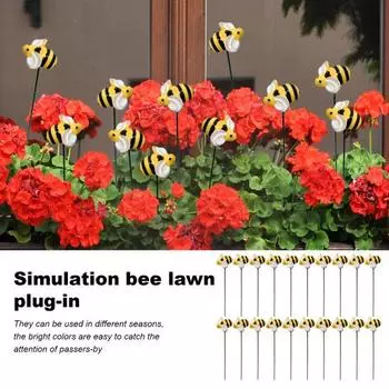 20 шт. украшения для садовых пчел, яркие полосатые искусственные пчелы для цветочного горшка, двора, лужайки, балкона, легко 20PCS