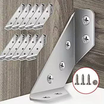 20 шт. универсальный угловой соединитель для мебели, угловая скоба из нержавеющей стали с винтами, сверхмощные угловые кронштейны для полок 20pcs