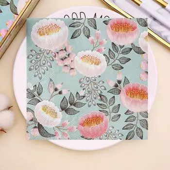 20 шт./упак. 33*33 см 2-слойные одноразовые салфетки для вечеринок с рисунком цветов и растений