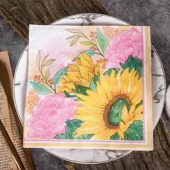 20 шт./упак. 33*33 см 2-слойные одноразовые салфетки для вечеринок с цветочным узором