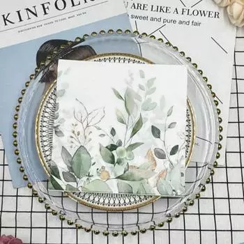 20 шт./упак. 33*33 см 2-слойные одноразовые салфетки для вечеринок с узором из листьев