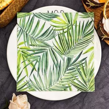 20 шт./упак. 33*33 см 2-слойные одноразовые салфетки для вечеринок с рисунком в виде листьев