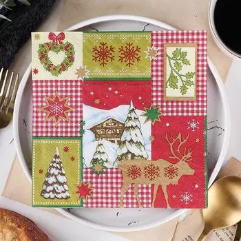 20 шт./упак. 33*33 см 2-слойные одноразовые салфетки для вечеринок с рождественским узором