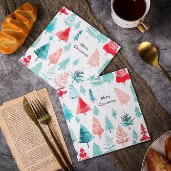 20 шт./упак. 33*33 см 2-слойные одноразовые салфетки для вечеринок с рождественским узором