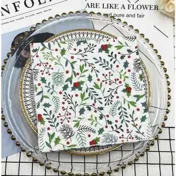 20 шт./упак. 33*33 см 2-слойные одноразовые салфетки для вечеринок с рисунком цветов и растений