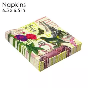 20 шт./упак. 33*33 см 2-слойные одноразовые салфетки для вечеринок с узором из листьев, птиц и цветов