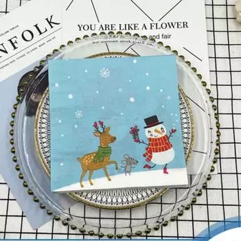 20 шт./упак. 33*33 см 2-слойные одноразовые салфетки для вечеринок с рождественским узором