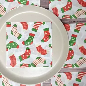 20 шт./упак. 33*33 см 2-слойные одноразовые салфетки для вечеринок с рождественским узором