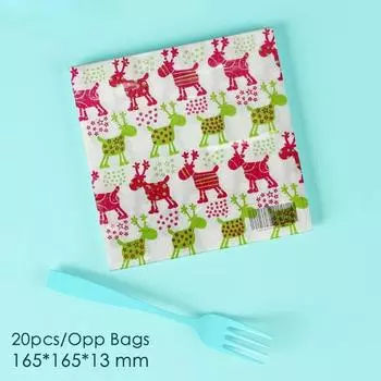 20 шт./упак. 33*33 см 2-слойные одноразовые салфетки для вечеринок с рождественским узором