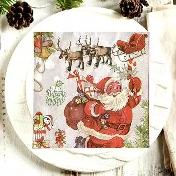 20 шт./упак. 33*33 см 2-слойные одноразовые салфетки для вечеринок с рождественским узором