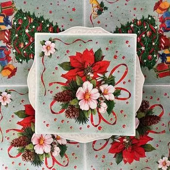 20 шт./упак. 33*33 см 2-слойные одноразовые салфетки для вечеринок с рождественским узором