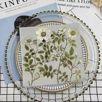 20 шт./упак. 33*33 см 2-слойные одноразовые салфетки для вечеринок с цветочным узором