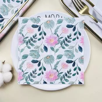 20 шт./упак. 33*33 см 2-слойные одноразовые салфетки для вечеринок с цветочным узором
