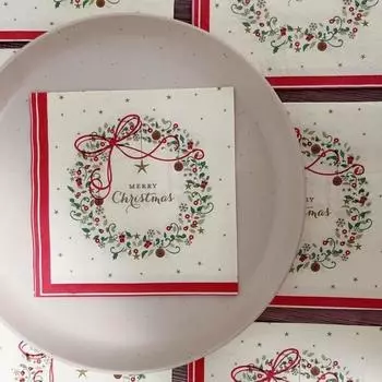 20 шт./упак. 33*33 см 2-слойные одноразовые салфетки для вечеринок с рождественским узором