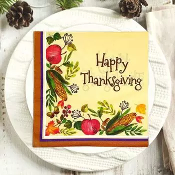 20 шт./упак. 33*33 см 2-слойные одноразовые салфетки для вечеринок с узором на День благодарения