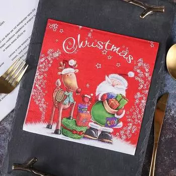 20 шт./упак. 33*33 см 2-слойные одноразовые салфетки для вечеринок с рождественским узором