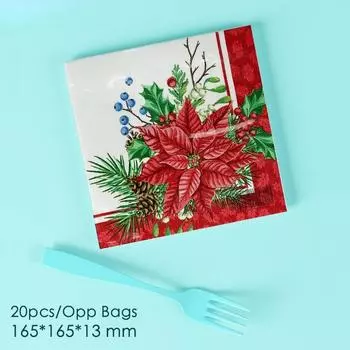 20 шт./упак. 33*33 см 2-слойные одноразовые салфетки для вечеринок с рождественским узором