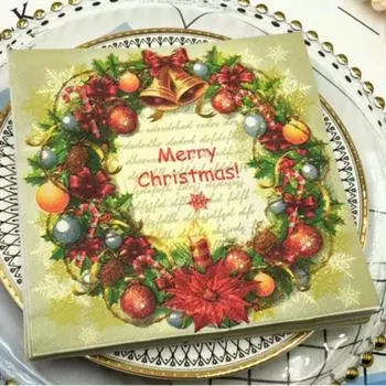 20 шт./упак. 33*33 см 2-слойные одноразовые салфетки для вечеринок с рождественским узором