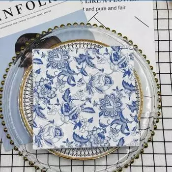 20 шт./упак. 33*33 см 2-слойные одноразовые салфетки для вечеринок с цветочным узором