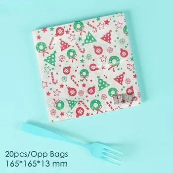 20 шт./упак. 33*33 см 2-слойные одноразовые салфетки для вечеринок с рождественским узором
