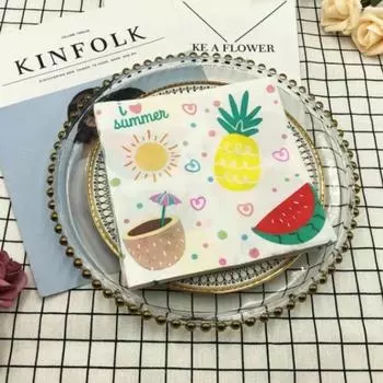 20 шт./упак. 33*33 см 2-слойные одноразовые салфетки для вечеринок с рисунком фруктов