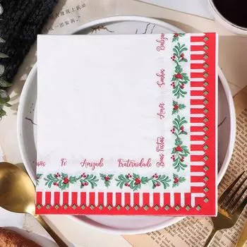 20 шт./упак. 33*33 см 2-слойные одноразовые салфетки для вечеринок с рождественским узором