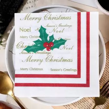 20 шт./упак. 33*33 см 2-слойные одноразовые салфетки для вечеринок с рождественским узором