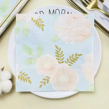 20 шт./упак. 33*33 см 2-слойные одноразовые салфетки для вечеринок с цветочным узором