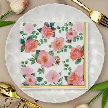 20 шт./упак. 33*33 см 2-слойные одноразовые салфетки для вечеринок с цветочным узором