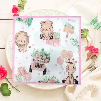 20 шт./упак. 33*33 см 2-слойные одноразовые салфетки для вечеринок с рисунком из мультфильмов Bag Package розовый