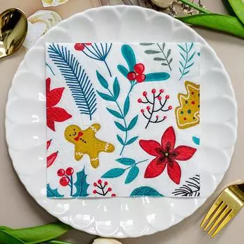 20 шт./упак. 33 см 2-слойные рождественские элементы напечатанные салфетки для вечеринок бабочка косточка бумага Барт