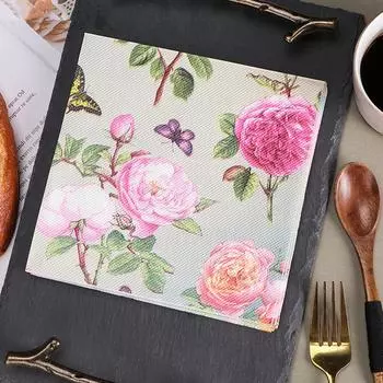 20 шт./упак. Бумага с принтом в виде роз и бабочек, одноразовая посуда, салфетки, украшения для свадебной вечеринки 20pcs