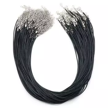 20 шт./упак., черный вощеный кожаный ремешок, цепочки для подвесок, бусины, аксессуары для ювелирных изделий, длина 50 см 20Pcs/50cm чёрный