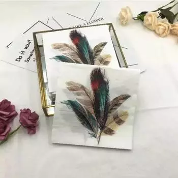 20 шт./упак. Цветная печатная салфетка с перьями, бумага для рисования, для вечеринок в ресторане, для сбора, для лица, салфетка для рта