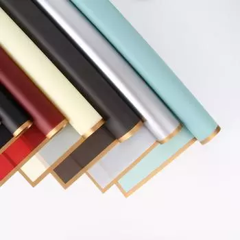 20 шт./упак. Цветочная упаковочная бумага с золотой каймой, роза в корейском стиле, полупрозрачная подарочная упаковка, цветочный букет, упаковочный материал 58x58cm